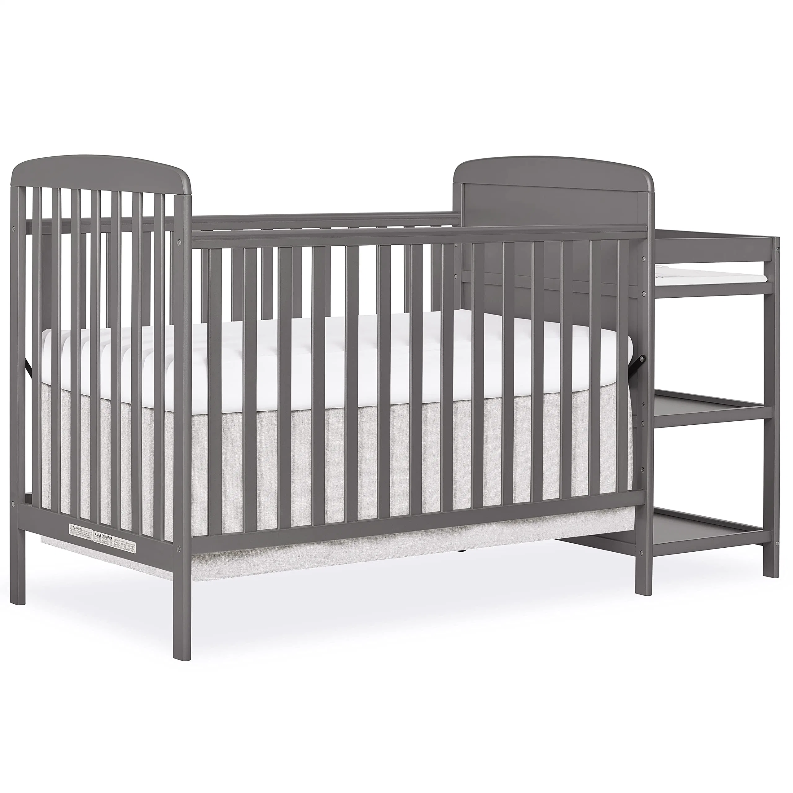 Crib Combo Steel Grey Greenguard Gold Certified Non-Toxic Finishes Changing Pad