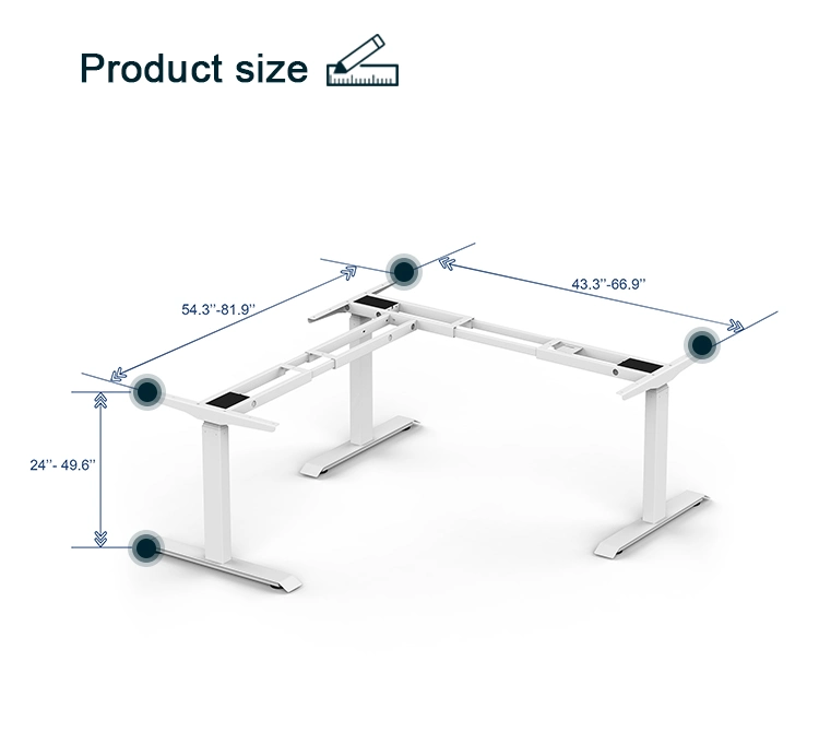OEM 3 Beine elektrische Höhe verstellbaren Büro Ecke Schreibtisch L Formgeformter, Intelligenter Stehtisch