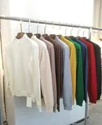 Wool Men Long Sleeve Various Colors Semi-High Round Neck Sweater