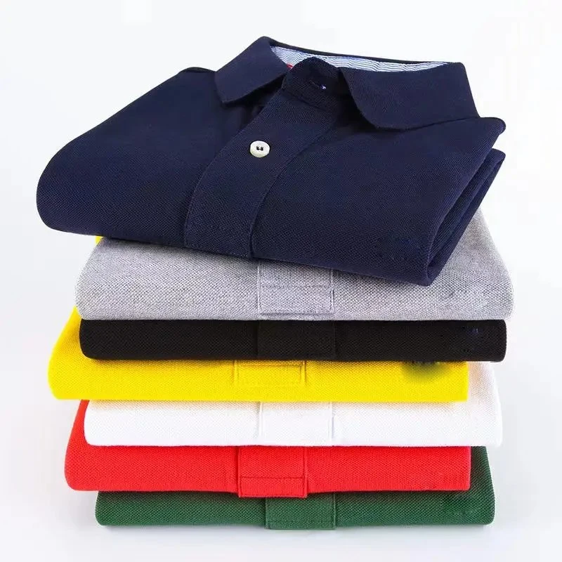 Factory Custom Solid Color Male Polo Shirt Casual Loose High -Quality Men's T -Shirt Cotton Work Polo Shirt