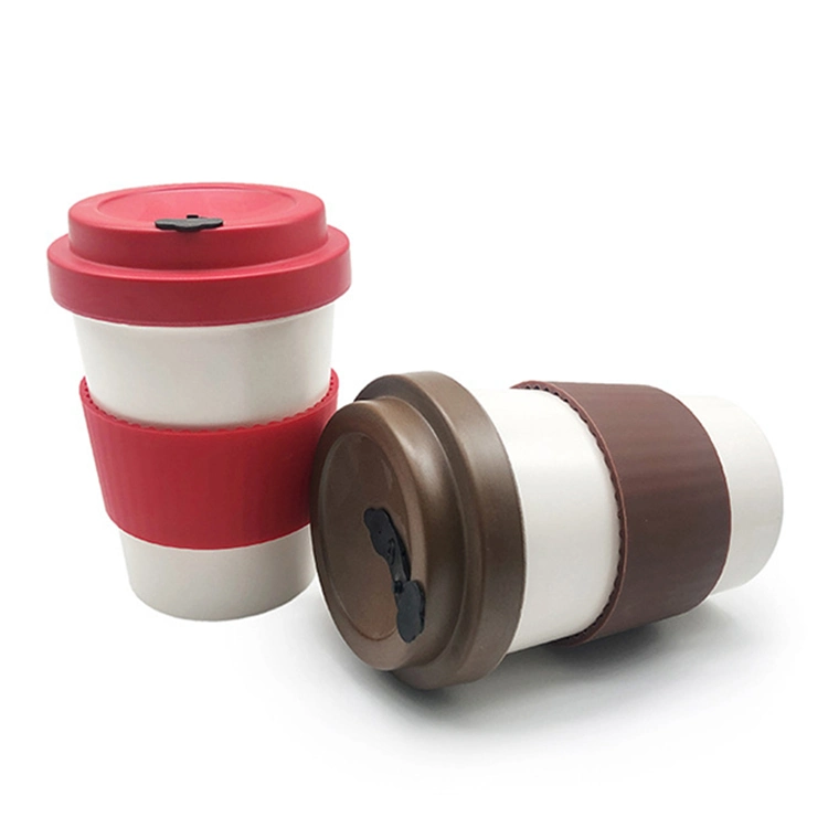 Reusable Biodegradable Custom Printed Biodegradable Coffee Cups Eco-Frindly Mugs with Silicone Sleeve and Cover