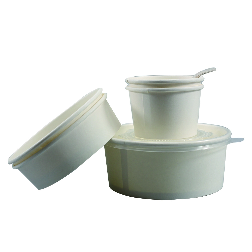 Customized Waterproof Kraft White Paper Salad Bowl with Lids