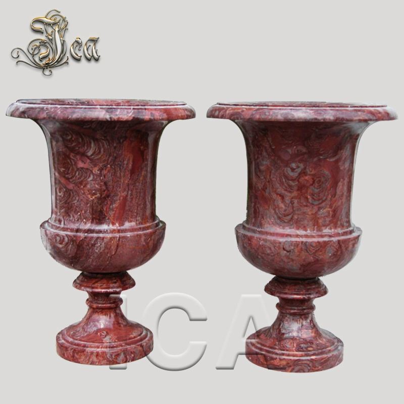 Natural Colorful Red Marble Square Design Stone Vase for House