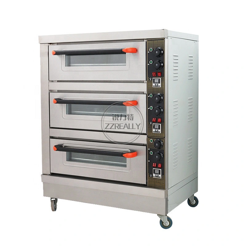 Stainless Steel Electric Baking Oven Sweet Potato Bread Pizza Cake Shop Commercial Oven 3 Decks 3 Trays Bakery Machines Equipment