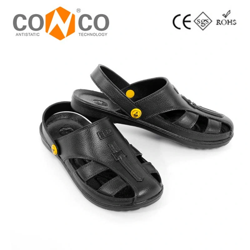 Conco Spu Black ESD Antistatic Safety Slipper with Crossed Face