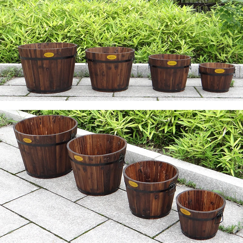 Flower Pot Holder Display Potted Rack Wood Plant Stand for Indoor and Outdoor Used with Flower Green Plant Beech Wood Floor