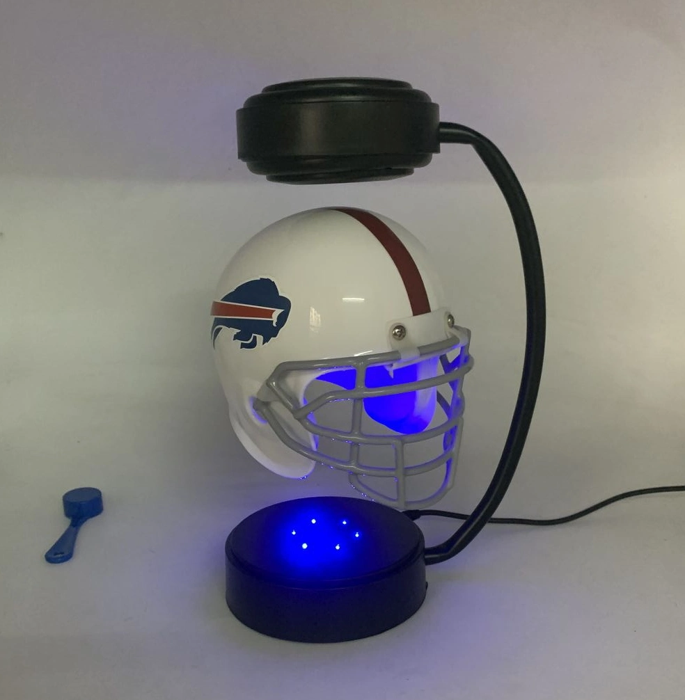 Creative LED Light 360 Rotating Magnetic Levitation Helmet Display, Floating Football Helmet Hover Helmet Display Racks