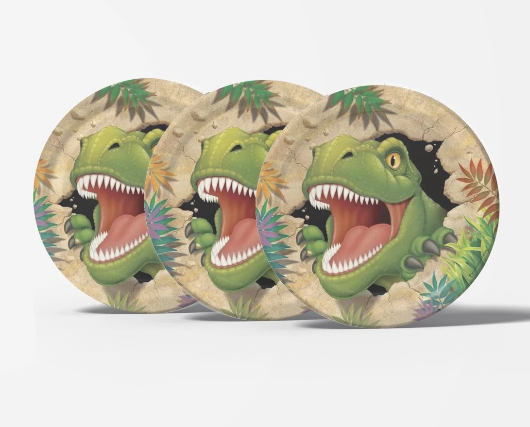 Factory Wholesale/Supplier Customized Paper Plates and Napkins Birthday Dinosaur Disposable Tableware Set