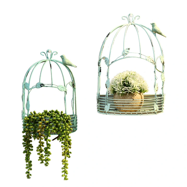 Home Decor Bird Cage Ironwork Hanging Wall Adornment TV Background Piece Flower Basket Table Personality Creation