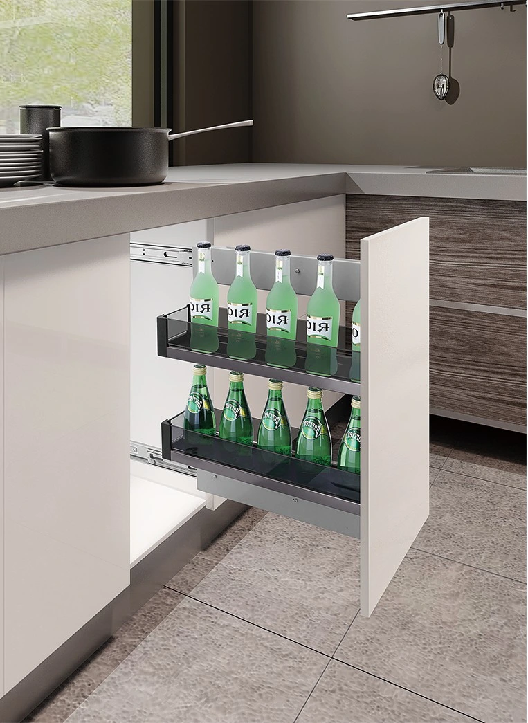 Kitchen Storage System Aluminum Side Pull out Organizer