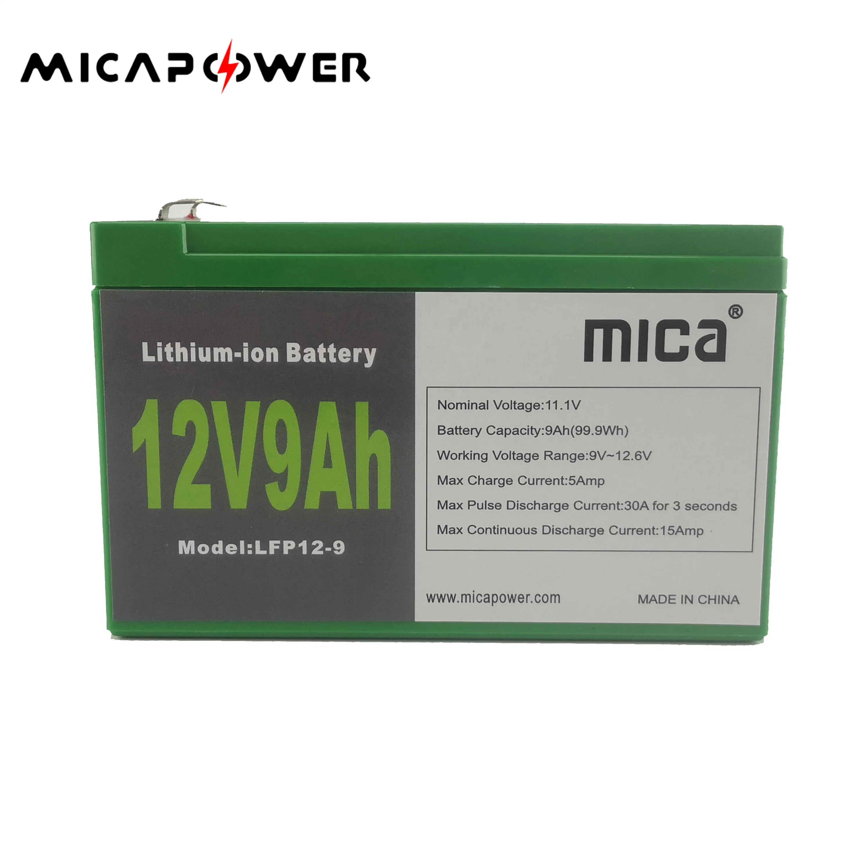 Mica 12V 9ah 1kwh Lead Acid Batteries Rechargeable Lithium Ion Battery