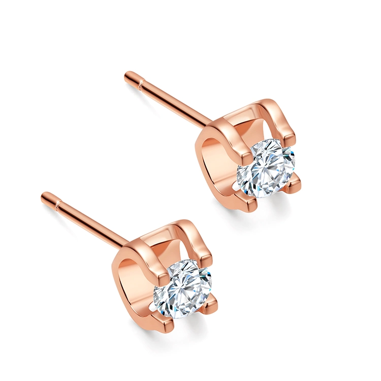 Puces d'oreilles pour femmes, or blanc 18 carac. 1/2/4 CT Moissanite à coupe ronde créée en laboratoire boucles d'oreilles en diamant Promise anniversaire cadeau