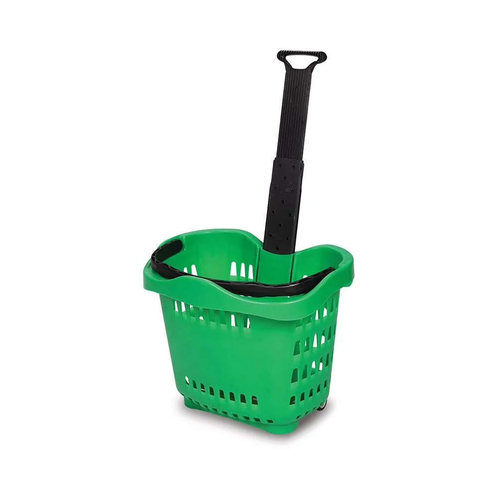 Customized Color and Logo Big Size Plastic Shopping Basket with 4 Sheels Design