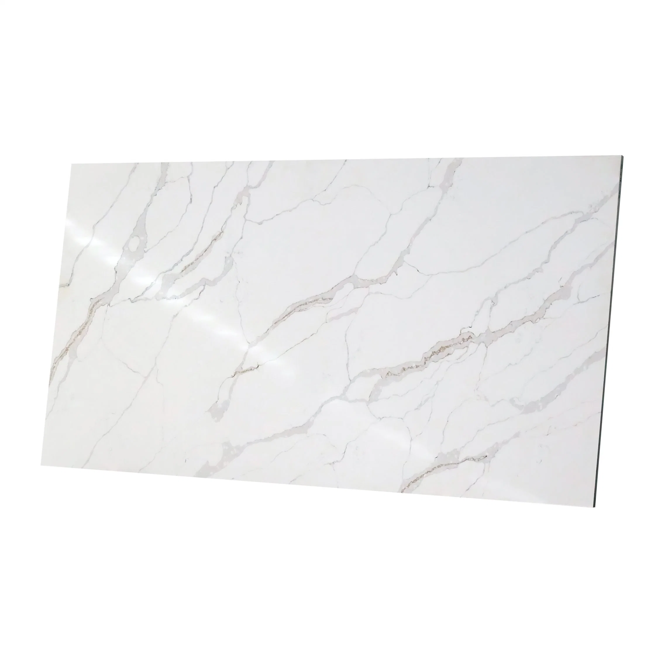 Blanco Piedra de Cuarzo Artificial Slab con venas Naturales