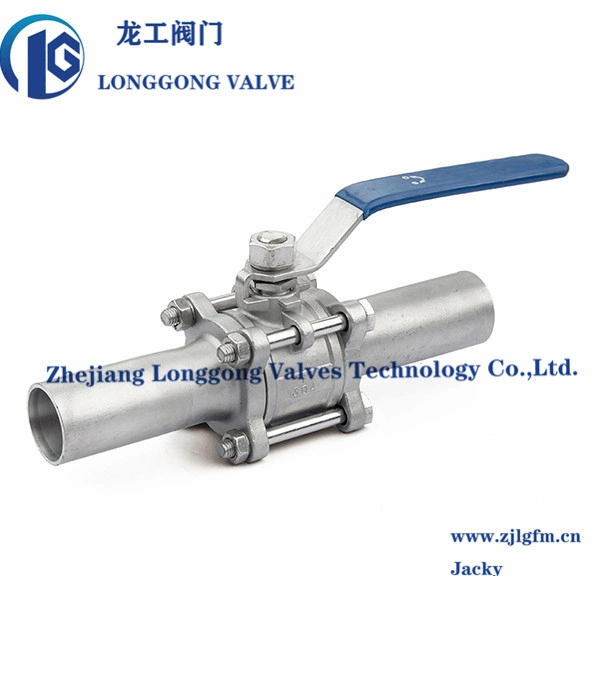 1000wog 3PC SS304 SS316 Butt Weld Ball Valve with 2 100mm Nipples Pipe Extend Bonnet