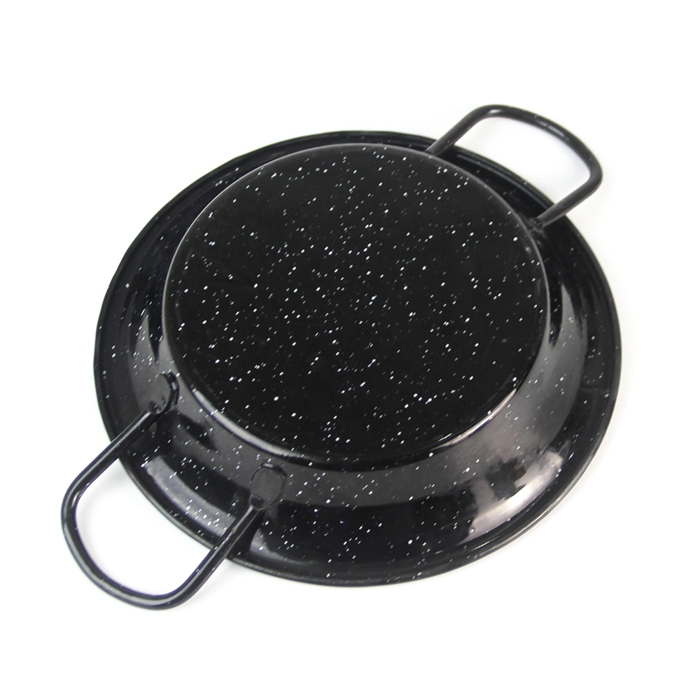 16/18/20/22/24/26/28/30/32/34/36/38cm/40cm Enamel Paella Pan Hot Sale Multi-Size Enamel Coating Seafood Enamel Paella Pans