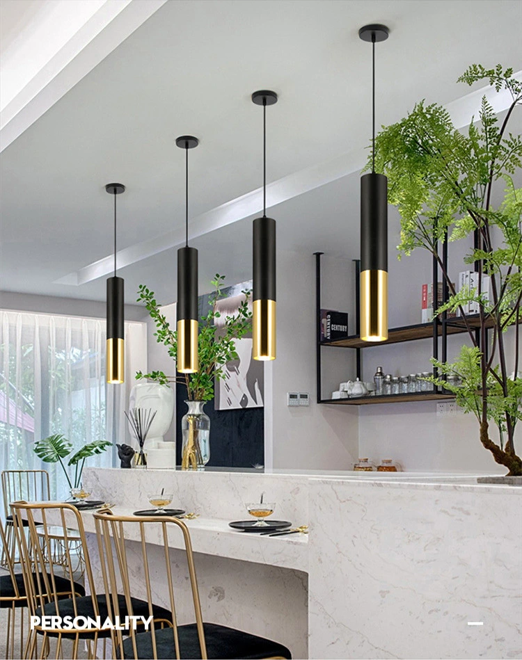 Moya Modern Gold Nordic Black Brass Gold Home Living Room Kitchen Water Pipe Pendant Lamp