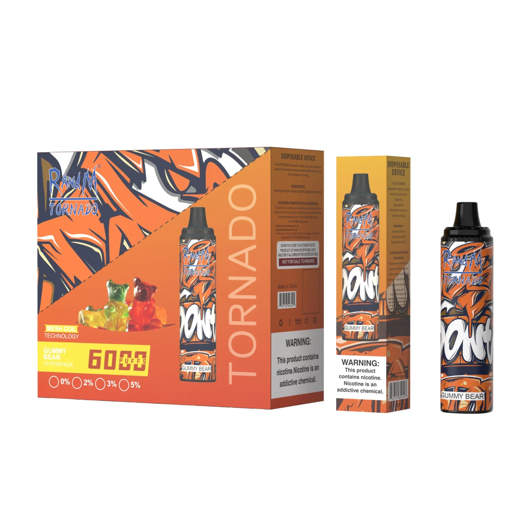 Randm tornado e cigarro 6000 puffs 12 ml suco Atacado I Pape descartável gancho de caneta de Vape