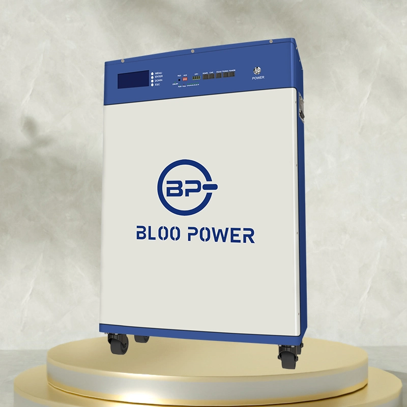 Bateria de reserva empilhável Bloopower 51,2V 72V 10,24kwh, com capacidade para montagem em pilha, Bankusb Carregador solar parede longa vida útil carregamento rápido