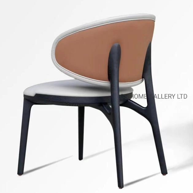 Restaurant Home Style Wooden Indoor PVC Leather Hotel Restaurant Dining Chair Furniture