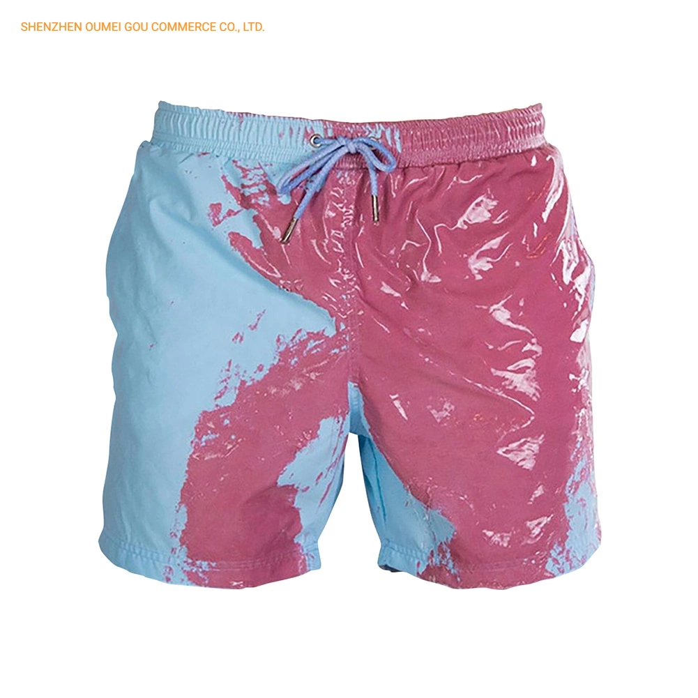 Calções de praia homens cor mágica Alterar Quick Dry calções de banho sensível à temperatura no verão Color-Change piscina balnear Surf Board Shorts Desgaste de desporto