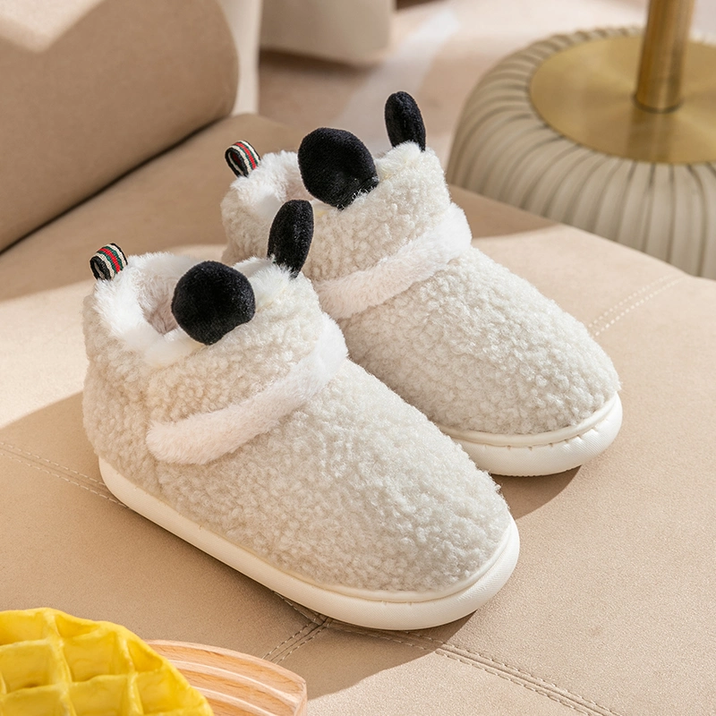 New PVC Warm Winter Shoes Kids Women Home Outdoor Plush Cotton Slippers