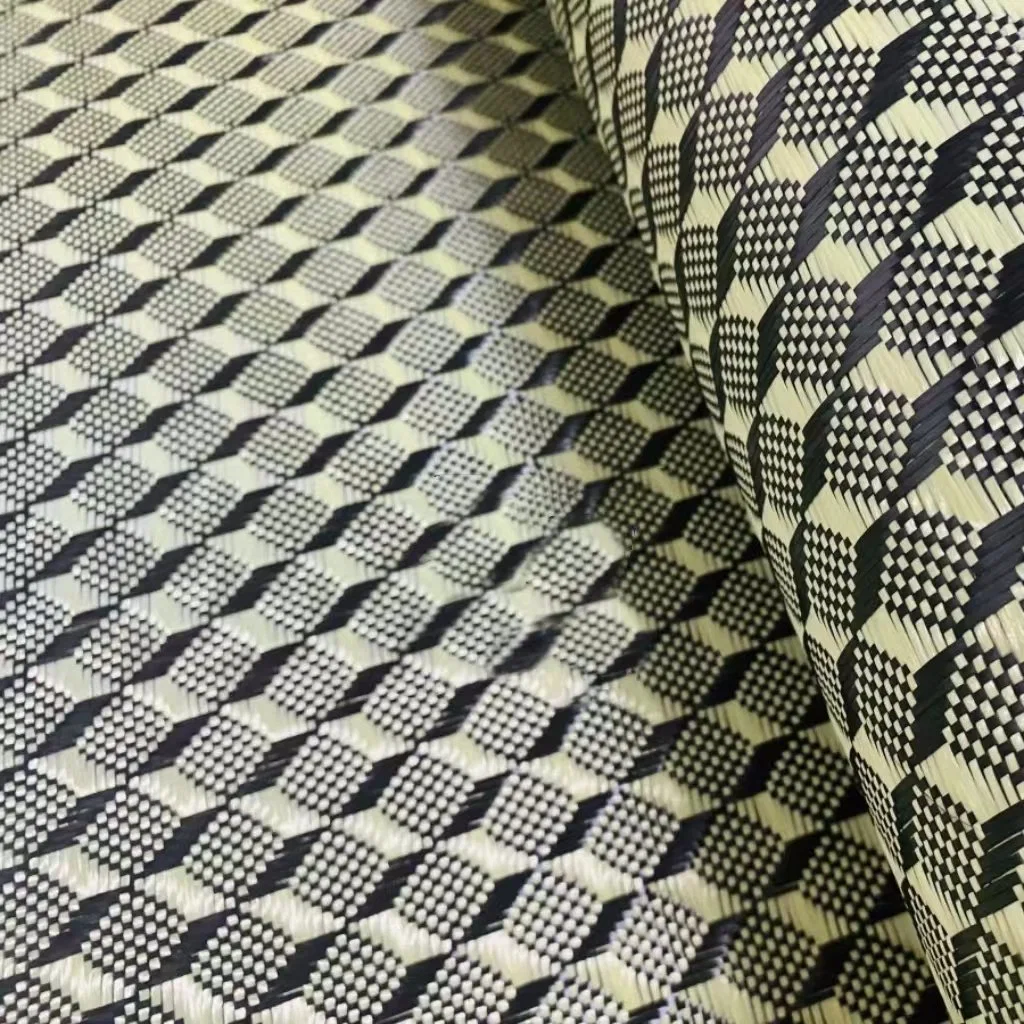 3K 240GSM 3D Cube Shape Weave Carbon Fiber Jacquard Fabric Cloth Carbon Fiber Aramid Fabric