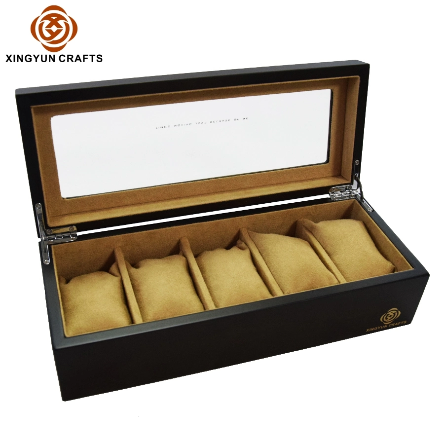 OEM & ODM Custom Logo MDF Wooden Lacquered Luxury Wood Watch Box with Glass Window