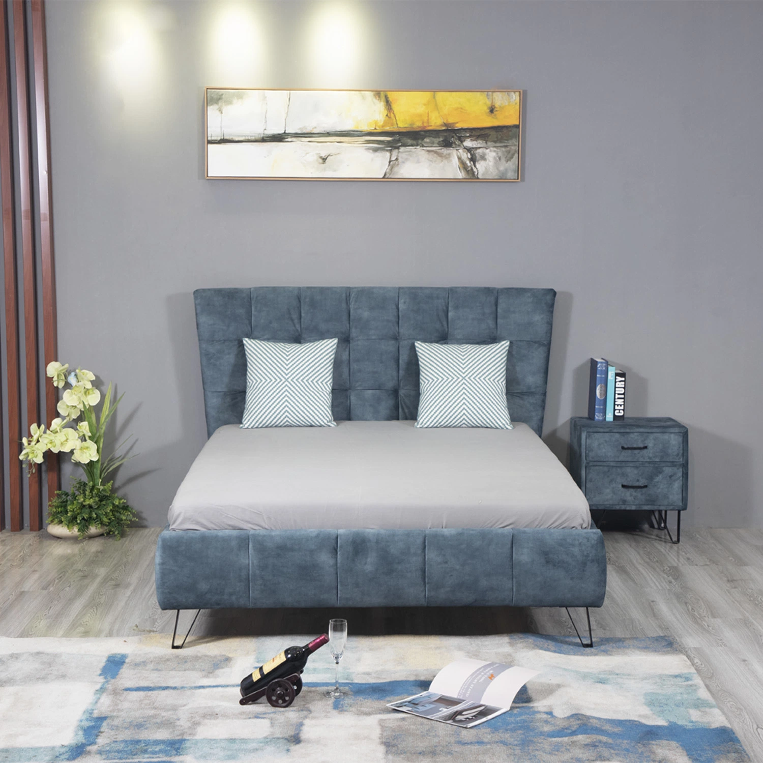 Huayang OEM personalizar dormitorio matrimonial Home Salón cama de lujo muebles modernos.