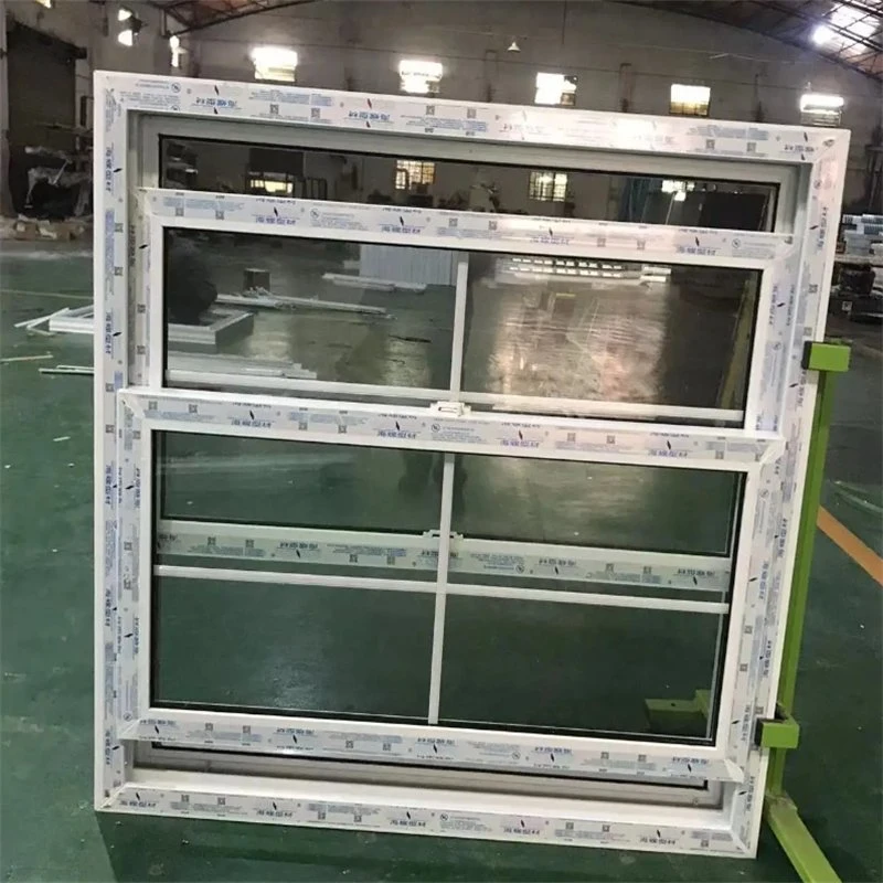 High quality/High cost performance  Soundproof Factory Price American Style PVC Double Hung Window Vertical Sliding