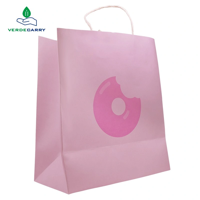 Custom Logo Imprimir Compras Bolsa de papel papel Embalaje papel para regalo Con mango trenzado
