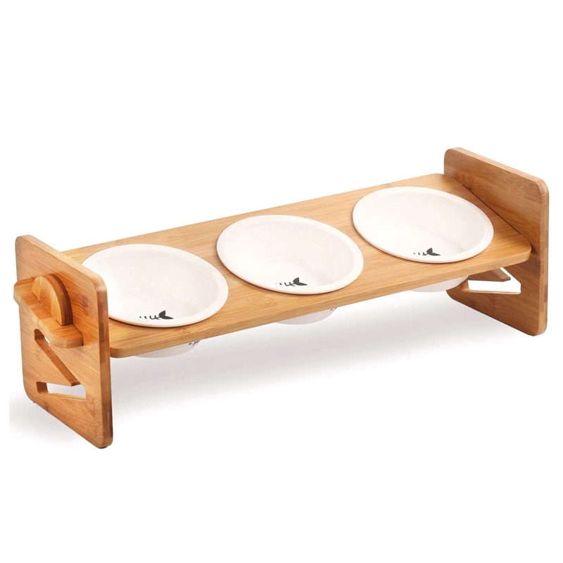 Pet Supply Disassemble Bamboo Dog Bowl Install Without Screw