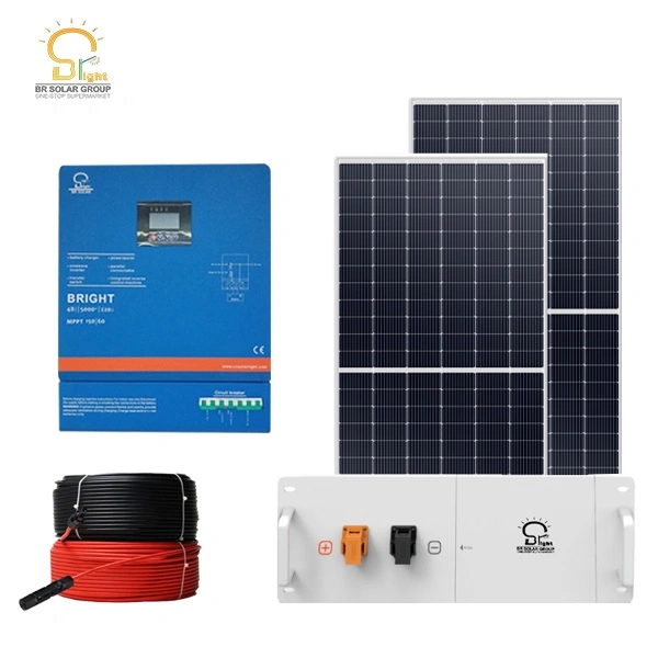 5kwh/5kVA/10kw/20kw/100kw/550W Sistema Completo de Kit de Energia Solar Fotovoltaica Amarrada à Rede com Armazenamento Híbrido para Casa, Indústria e Micro Painel de 410W Desligado/Conectado à Rede Controlador de Potência do Sistema.