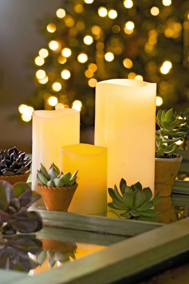 Conjunto de 3 Decoração de Natal noite LED de luz da luz de velas