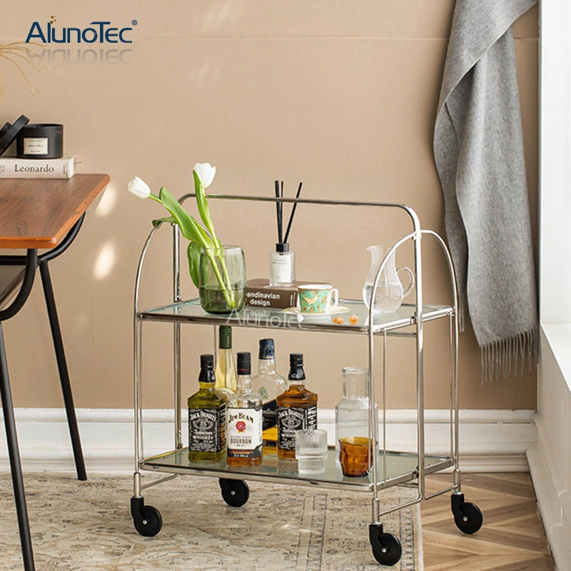 Modern Home Design Folding Bar Cart Tea Trolley in Chrome