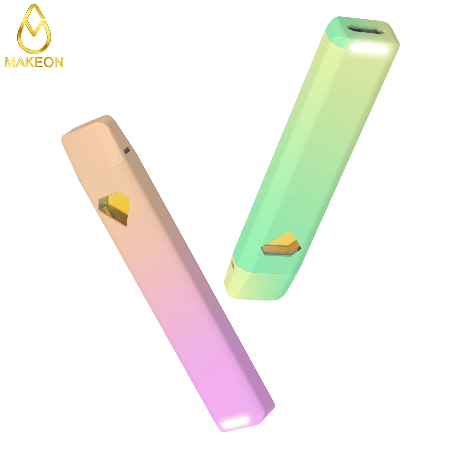 Fenêtre Makeon Dz 0.5ml Diamond forme horizontale e-cigarette jetable en céramique Vape stylo disponible de conception OEM pour réservoir d'huile épaisse barre au milieu de la tige de métal Pod libre