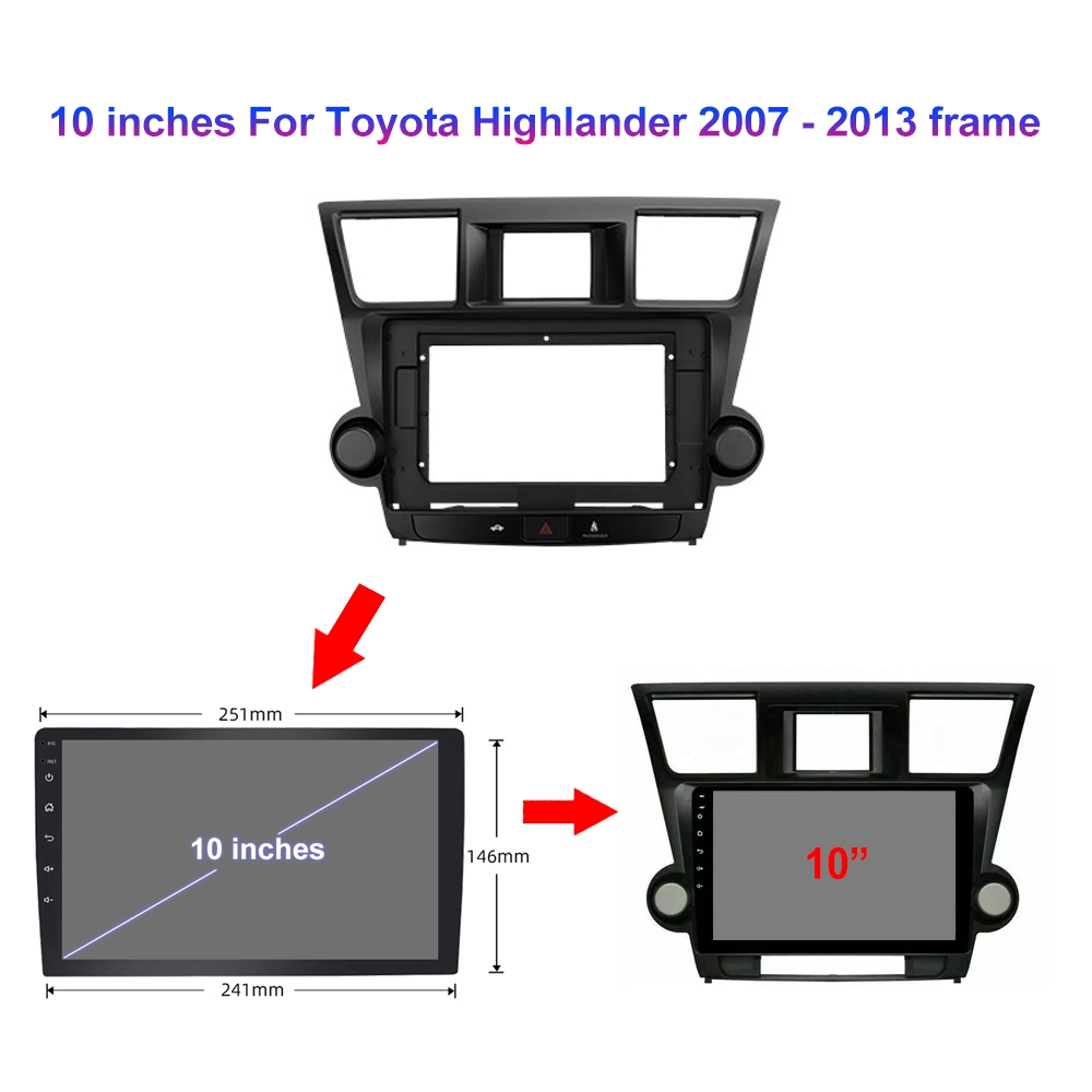 Voiture de 10 pouces Jmance lecteur de DVD double DIN audio de voiture avec Mirror-Link autoradio pour Toyota Highlander 2007 - 2013