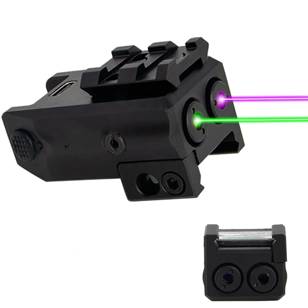 Double viseur laser rechargeable USB avec laser violet et Combiné laser vert pour pistolet