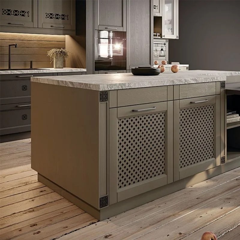 2023 Armoire en bois massif haut de gamme personnalisée pour cuisine avec tiroir de cuisine rétractable.