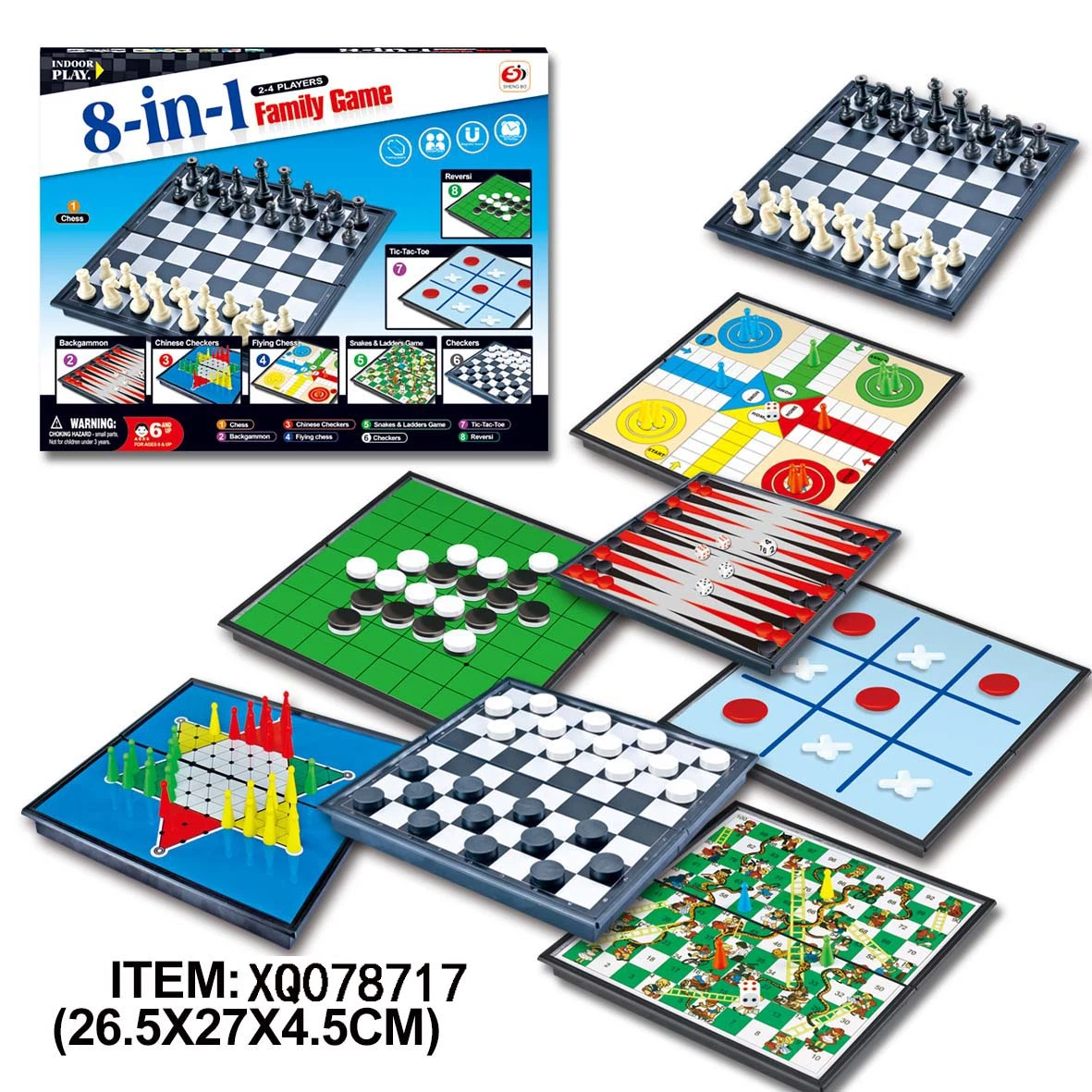 Children&prime; S Leisure Entertainment Parent-Child Games Toys Puzzle Board 8 in 1 Board Games Chess
