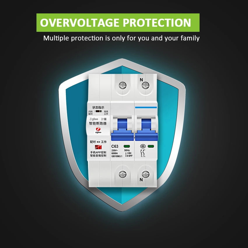 1p/2p/3p/4p WiFi Circuit Breaker Timer Remote Control with Overload and Overvoltage/Undervoltage Protection