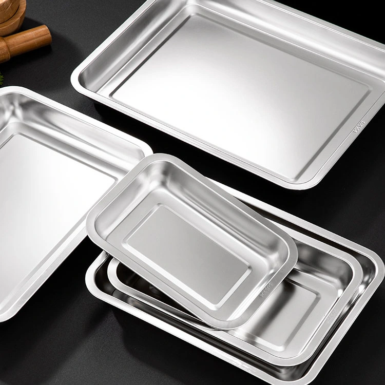 Stainless Steel Baking Tray Restaurant Kitchen Food Serving Tray Fruit Vegetable Drain Tray