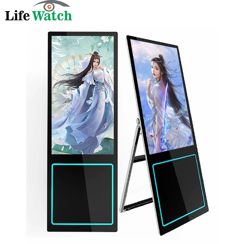 New Sales Prmotion Indoor Built-in LED Lamp Strip 65-Inch Indoor Foldable Portable LCD Digital Signage Kiosk Display