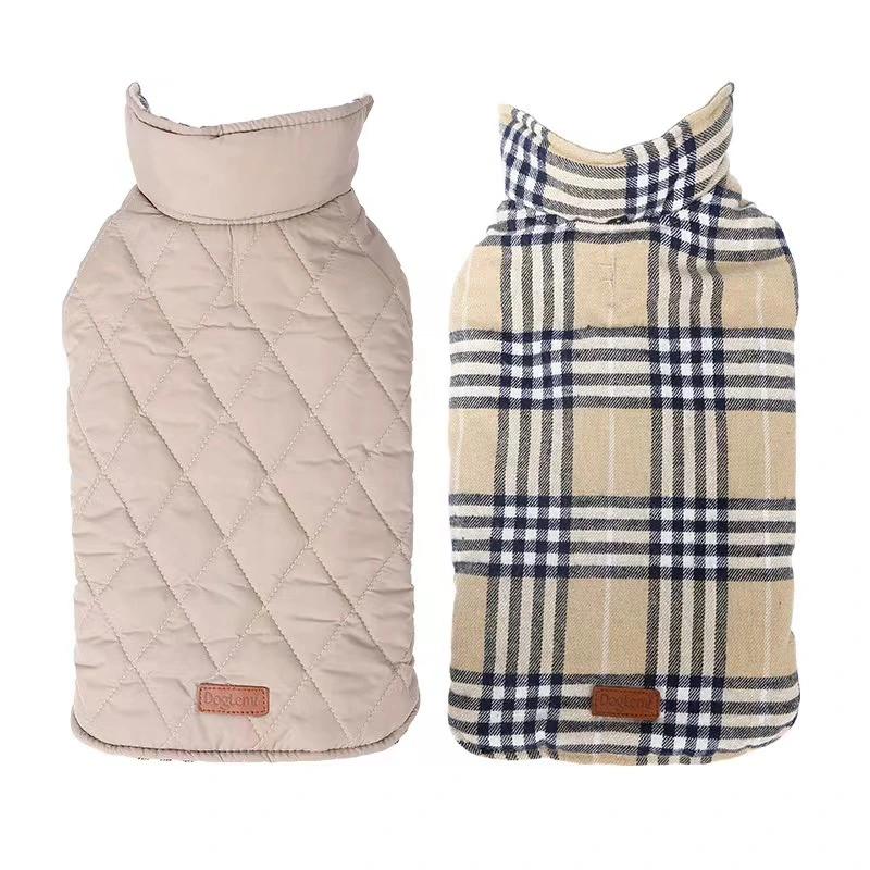 British Style Pet Winter Coat Warm Two Feet Polyester Cotton Winter Coat Buckle Design Is Convenient to Wear