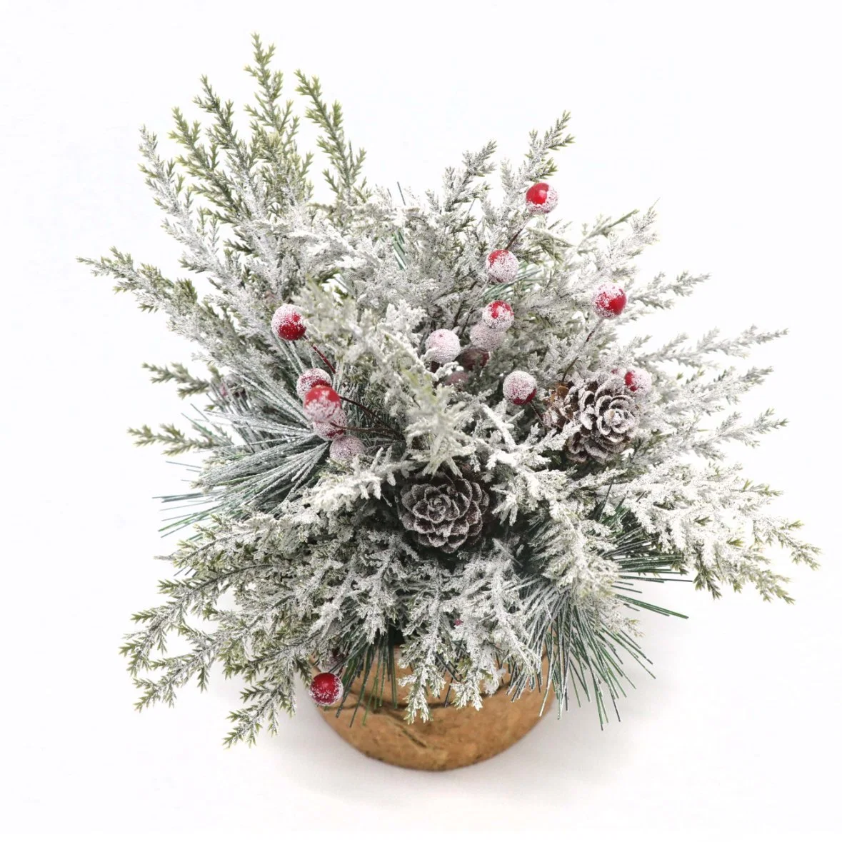 Hot Holiday Decoration Small Bonsai Table Ornaments Artificial Snow Spray Christmas Tree Pot Plants