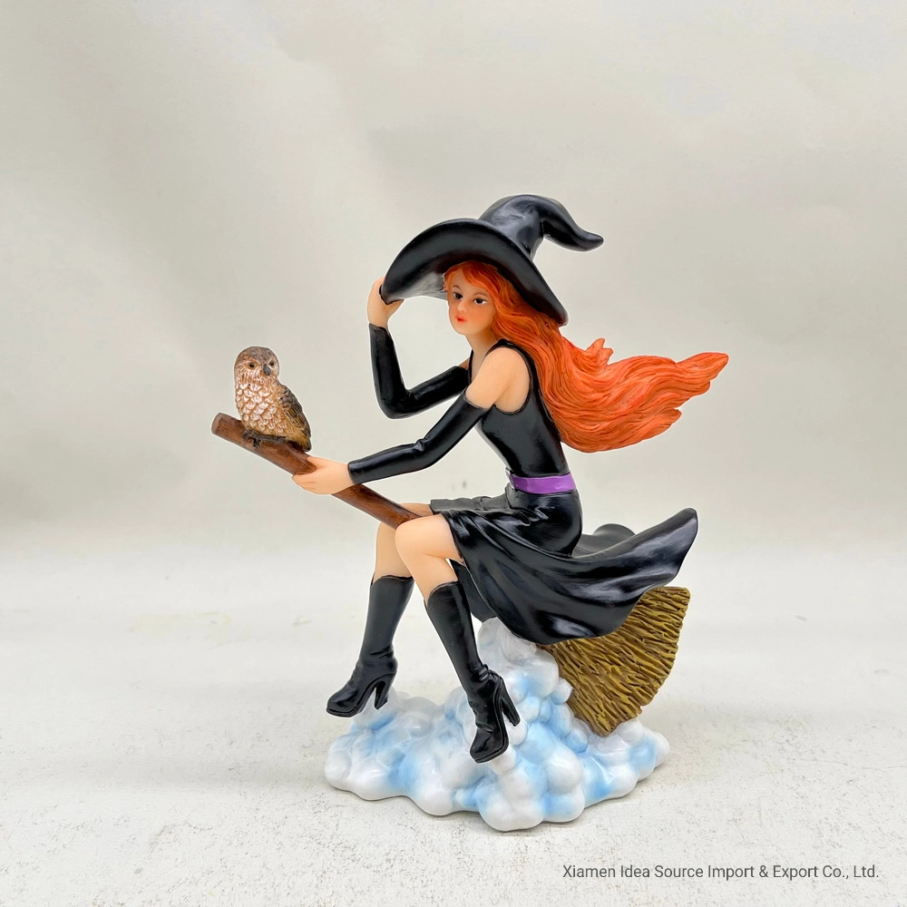 Latest New Design Halloween Holiday Home Decoration Gift Factory Wholesale/Supplier Resin Young Witch Figurine