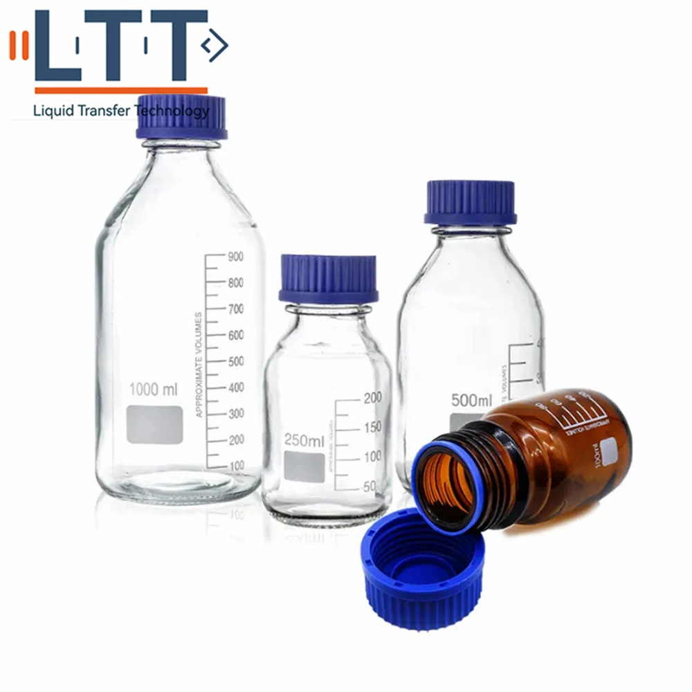 Factory Price Laboratory Round Bottom Blue Screw Cork Glass Media Storage Reagent Bottle