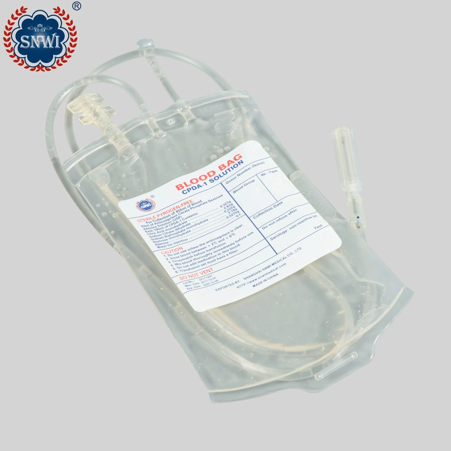 CE GMP aprobado desechable médico PVC 450ml simple/Doble/Triple/Cuádruple transfusión de sangre Bolsas