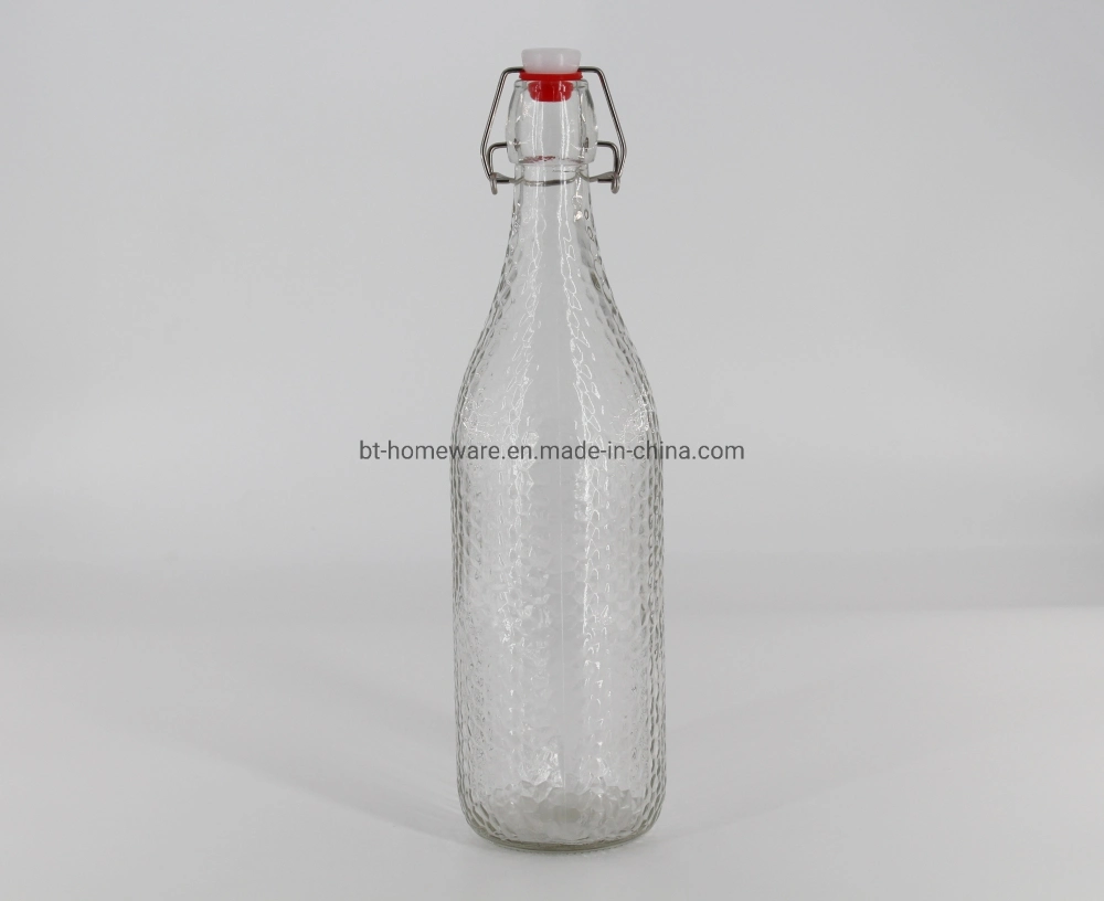 1LTR Clear Glass Bottle with Stopper Glass Drinking Bottles for Beverage and Juice Water Bottle