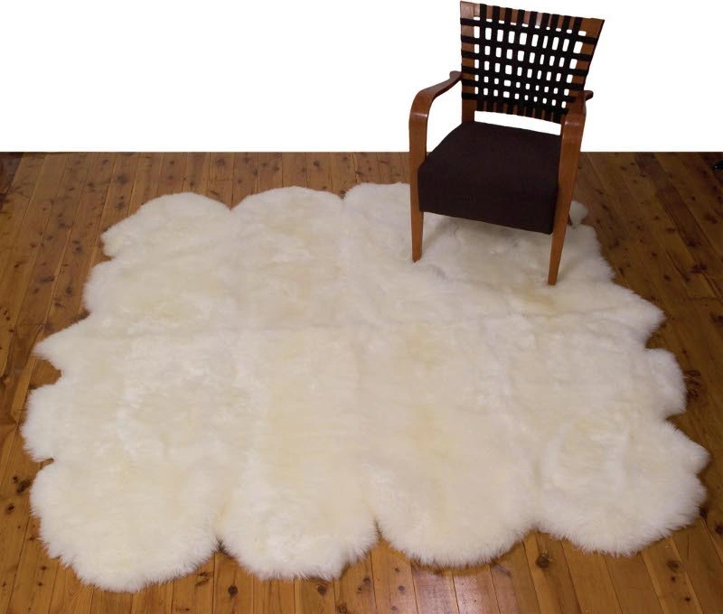 Genuine Sheepskin/Lambskin Octo Rug Carpet Throw Blankets for Floor Bed Interior Decor